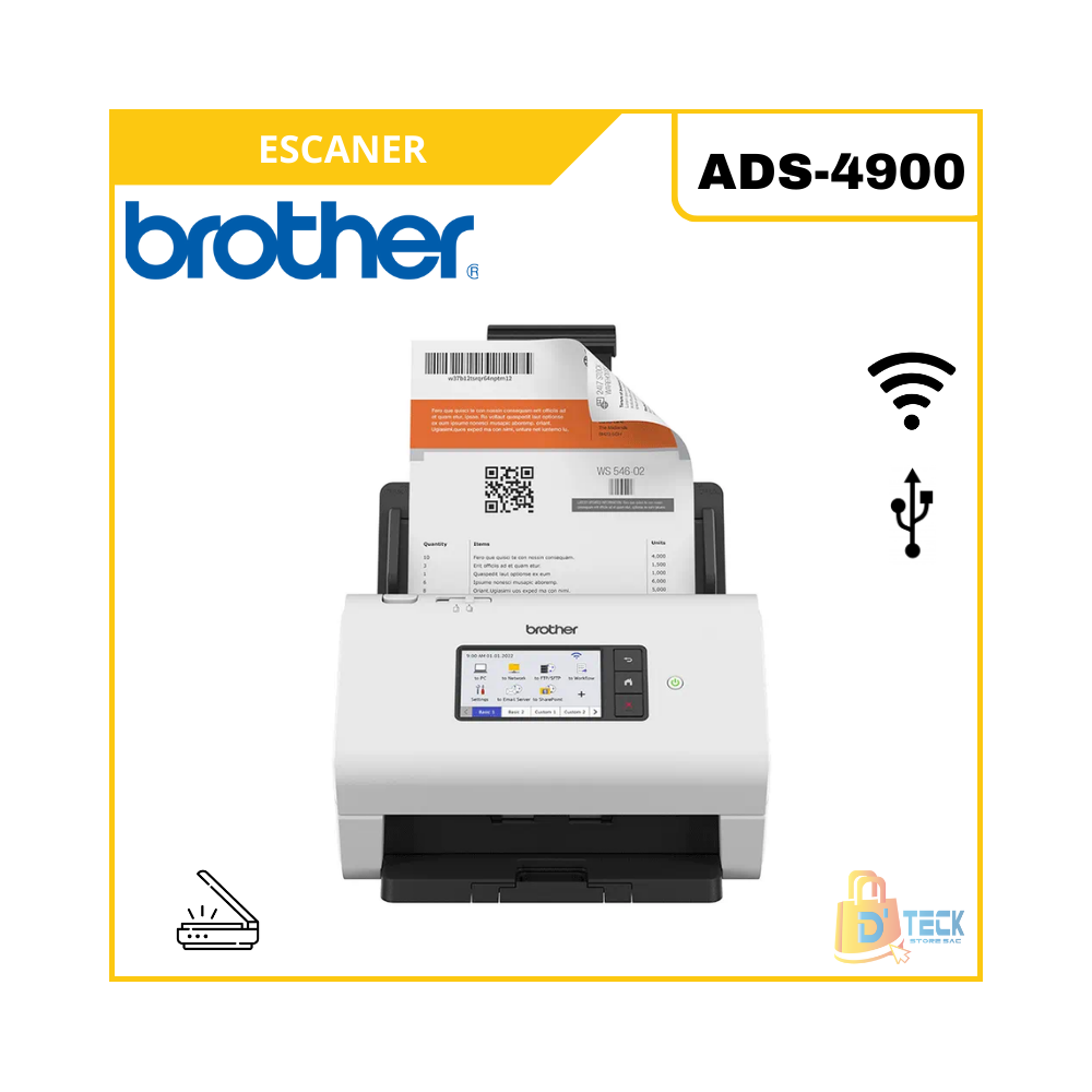 ESCANER BROTHER ADS-4900W USB WIFI DUPLEX ADF 120PPM