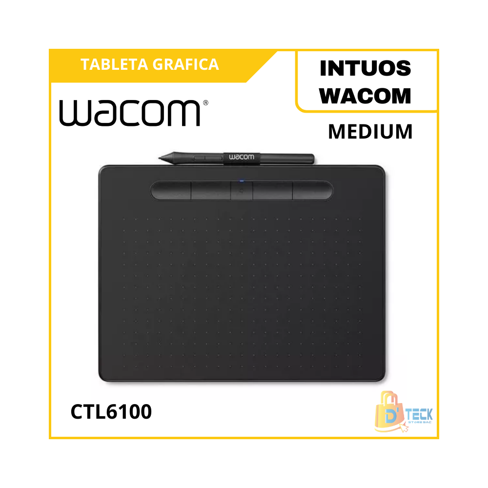 TABLETA GRAFICA WACOM INTUOS MEDIUM BLUETOOTH BLACK CTL-6100