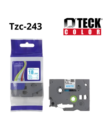 CINTA D´TECK COLOR TZC-243 AZUL CON FONDO BLANCO (18MM X 8M)