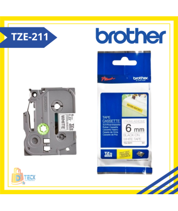 Brother Cinta Tze-211 Negro Sobre Blanco 6mm X 8m