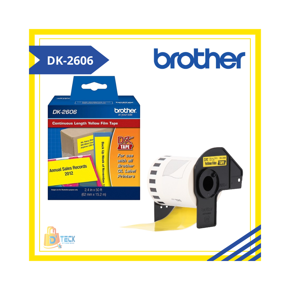 CINTA BROTHER DK-2606  62MMx15.24MM Negro/Yellow Original