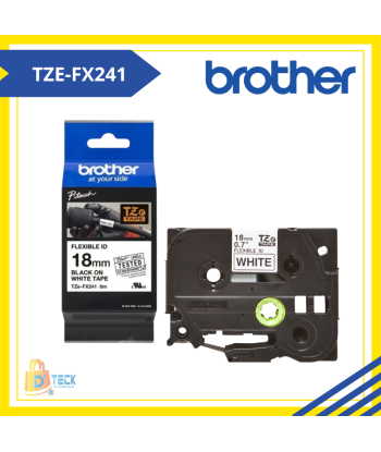 CINTA BROTHER TZE-FX241 NEGRO SOBRE BLANCO (18mm x 8mm)