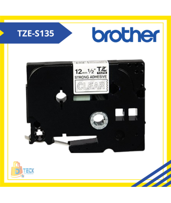 CINTA BROTHER TZE-S135 BLANCO CON TRANSPARENTE (12mm x 8m)