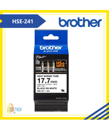 HSE-241 |CINTA BROTHER TERMOCONTRAIBLE  HSE-241 (17.7MM X 1.5MTS) BLANCO/NEGRO