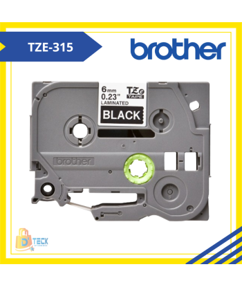 TZE-315|CINTA BROTHER TZE-315 (6MM X 8MTS) BLANCO/NEGRO