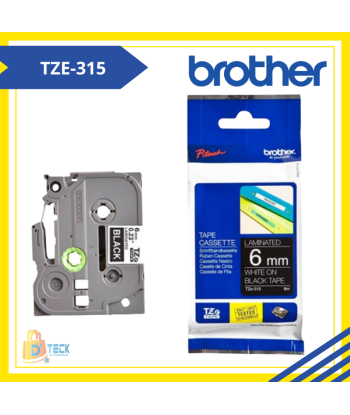 TZE-315|CINTA BROTHER TZE-315 (6MM X 8MTS) BLANCO/NEGRO