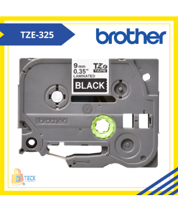 TZE-325|CINTA BROTHER TZE-325 (9MM X 8MTS) BLANCO/NEGRO