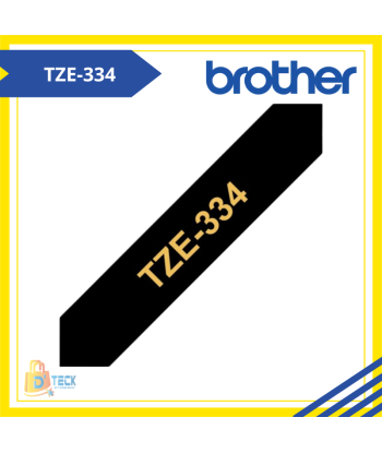 TZE-334|CINTA BROTHER TZE-334 (12MM X 8MTS) DORADO/NEGRO