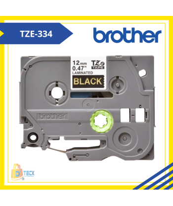 TZE-334|CINTA BROTHER TZE-334 (12MM X 8MTS) DORADO/NEGRO