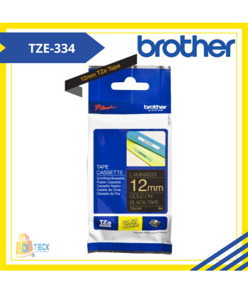 TZE-334|CINTA BROTHER TZE-334 (12MM X 8MTS) DORADO/NEGRO