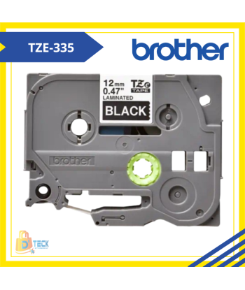 TZE-335|CINTA BROTHER TZE-335 (12MM X 8MTS) BLANCO/NEGRO