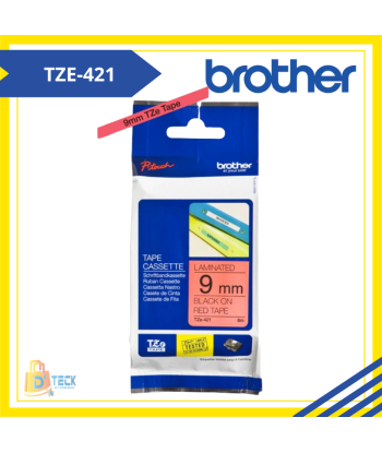 TZE-421|CINTA BROTHER TZE-421 (9MM X 8MTS) NEGRO/ROJO