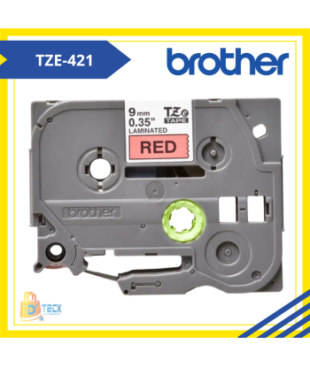 TZE-421|CINTA BROTHER TZE-421 (9MM X 8MTS) NEGRO/ROJO