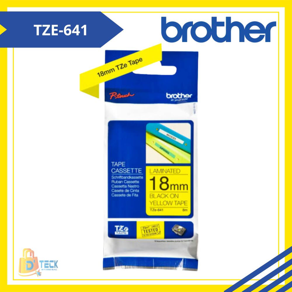 TZE-641|CINTA BROTHER TZE-641 (18MM X 8MTS) NEGRO/AMARILLO