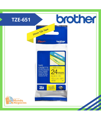 TZE-651|CINTA BROTHER TZE-651 (24MM X 8MTS) NEGRO/AMARILLO