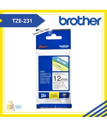 TZE-231|CINTA BROTHER TZE-231 (12MM X 8MTS) BLANCO/NEGRO