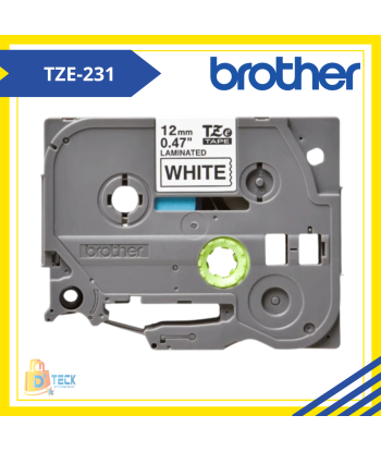 TZE-231|CINTA BROTHER TZE-231 (12MM X 8MTS) BLANCO/NEGRO