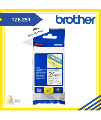 TZE-251|CINTA BROTHER TZE-251 (24MM X 8MTS) BLANCO/NEGRO