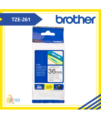 TZE-261|CINTA BROTHER TZE-261 (36MM X 8MTS) BLANCO/NEGRO