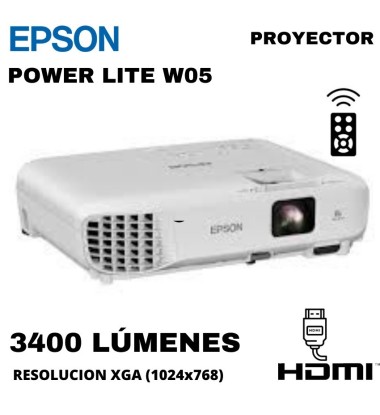 PROYECTOR EPSON POWERLITE W05 / 3300 LUMENES / RESOLUCION XGA (1024x768)