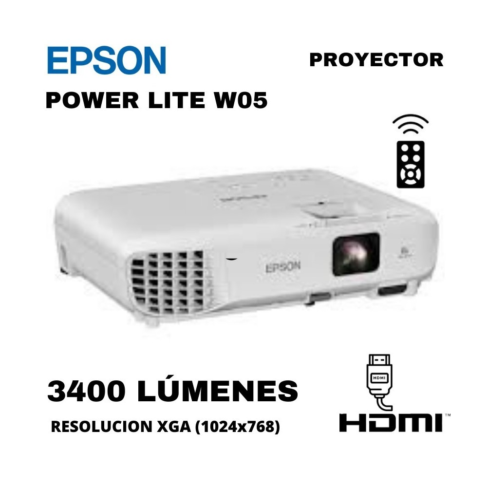 PROYECTOR EPSON POWERLITE W05 / 3300 LUMENES / RESOLUCION XGA (1024x768)