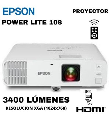 PROYECTOR EPSON POWERLITE 108  3700 LUMENES  RESOLUCION XGA (1024x768)