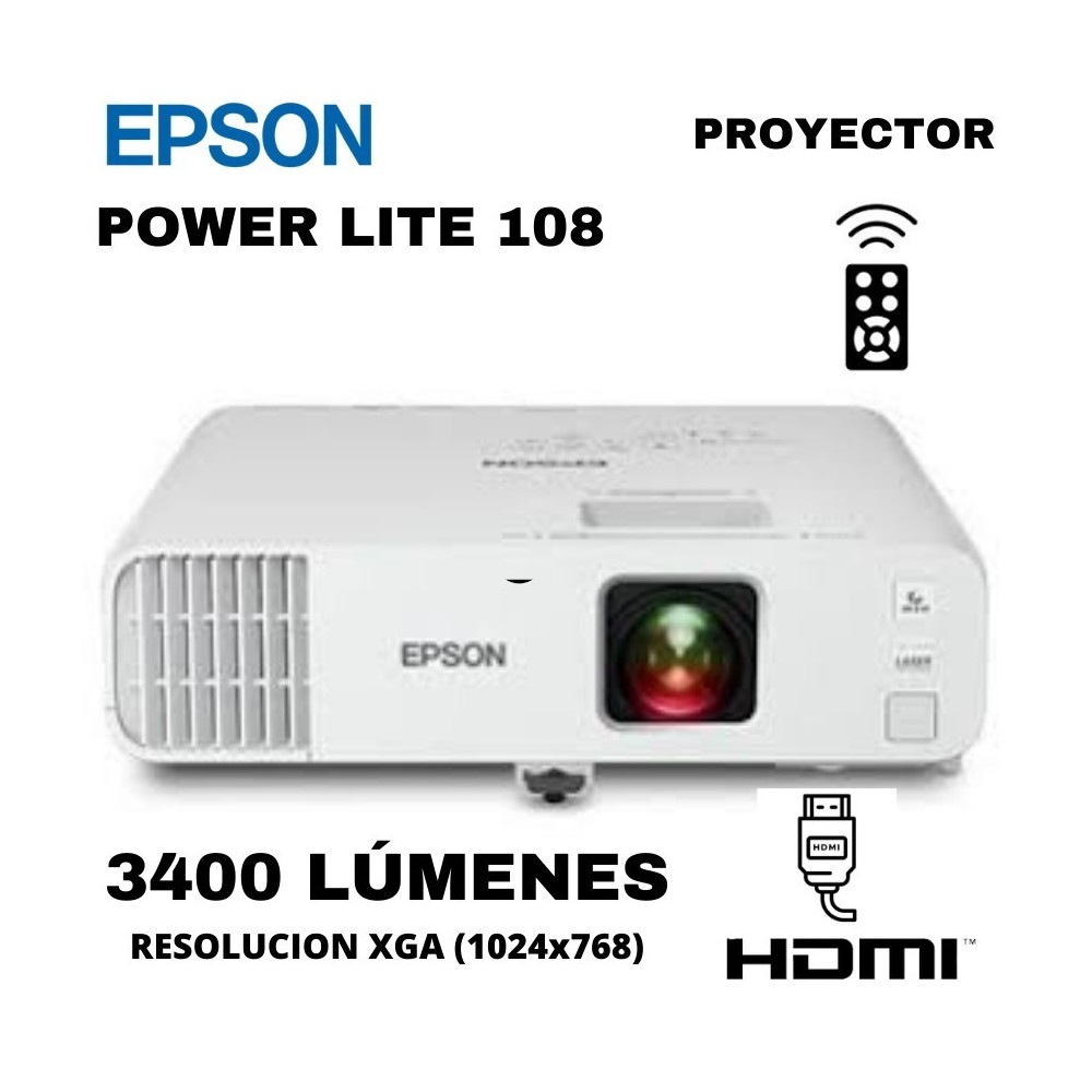 PROYECTOR EPSON POWERLITE 108  3700 LUMENES  RESOLUCION XGA (1024x768)