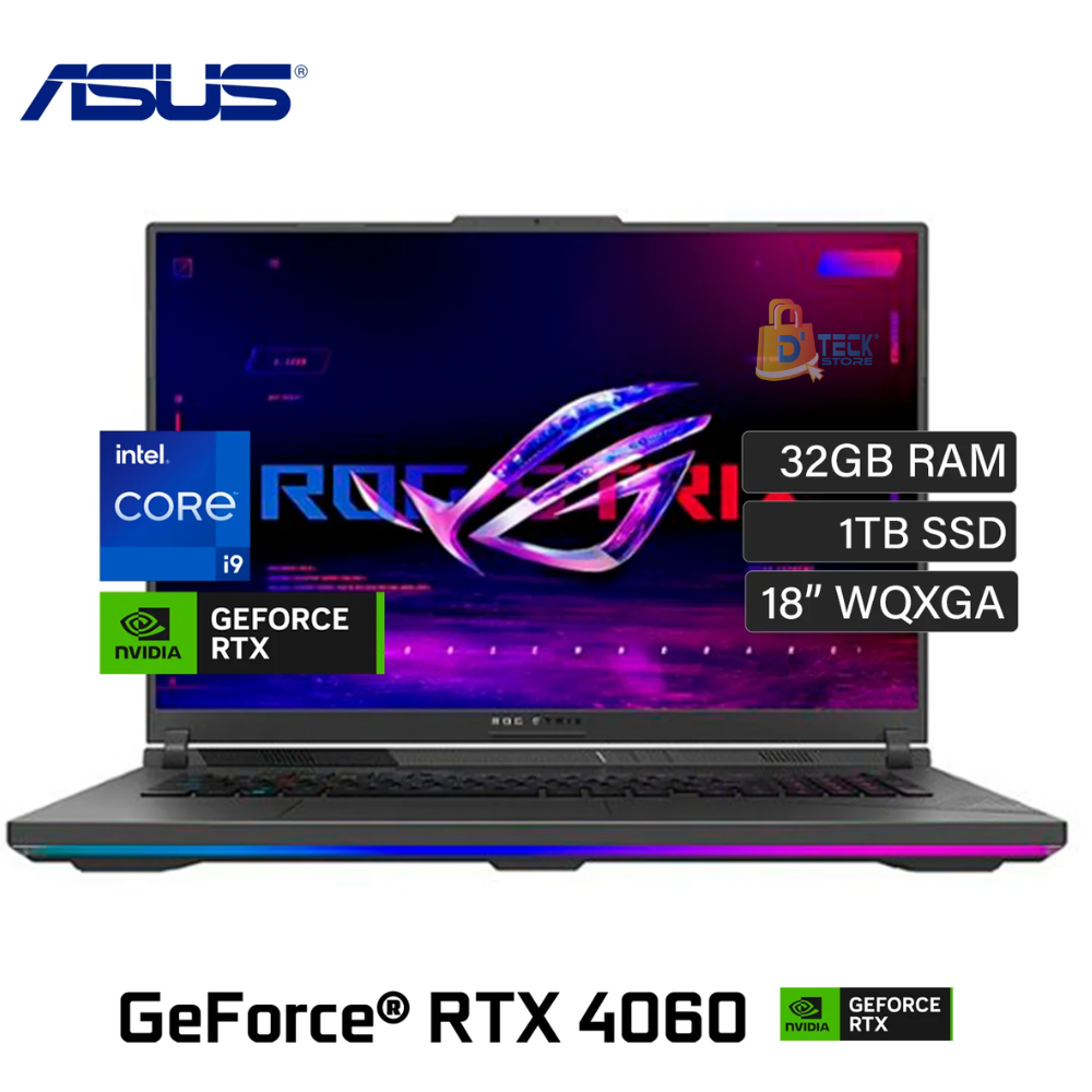 LAPTOP ASUS ROG STRIX G18 INTEL CORE i9 -14900HX 32GB RAM 1TB SSD NVIDIA GeForce RTX 4060 8GB WD 11 HOME G814JVR-IS96