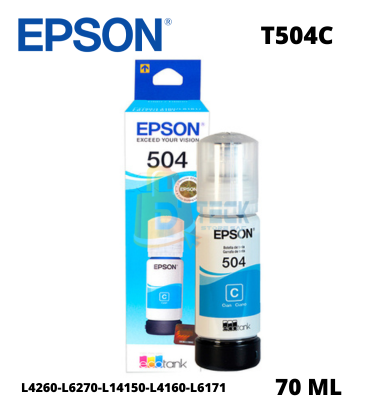 Tinta Epson 504 Cyan Botella 70ML