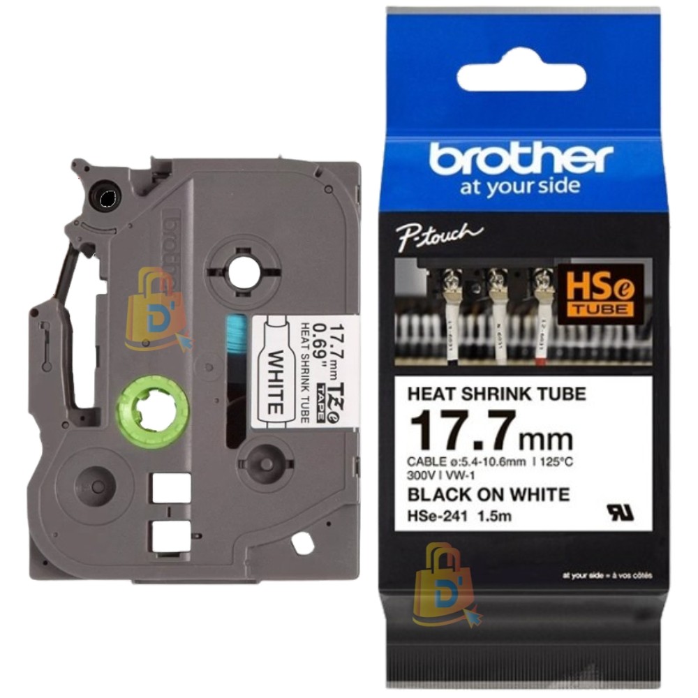 HSE-241 |CINTA BROTHER TERMOCONTRAIBLE  HSE-241 (17.7MM X 1.5MTS) BLANCO/NEGRO