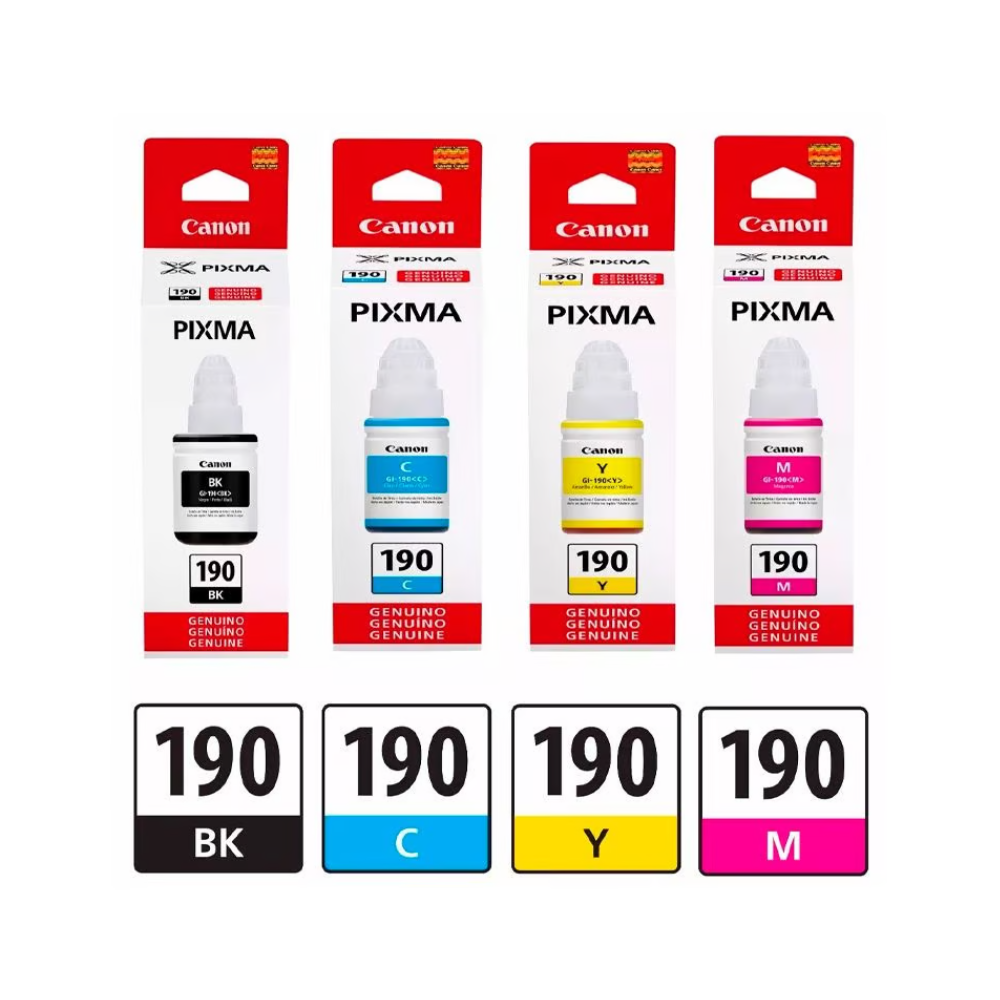 PACK TINTA CANON GI-190 COLORES Y NEGRO