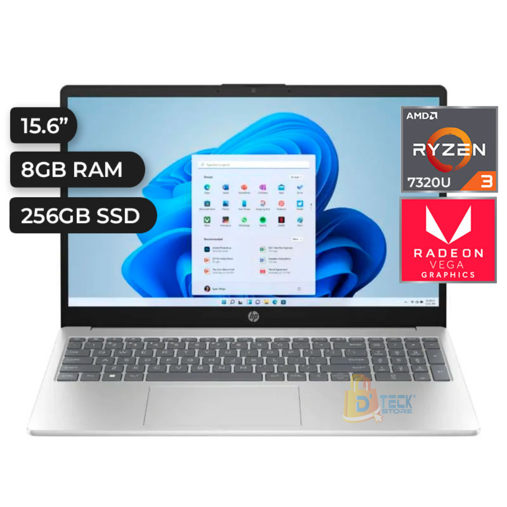 LAPTOP HP AMD RYZEN 3 7320U 8GB 256GB SSD 15.6” FHD 15-fc0005la