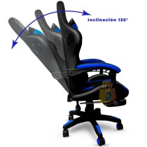 Silla DP Gamer Azul/Negro Luz RGB con Masajeador , Parlantes y Gamer PRO-RD.