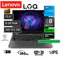 LAPTOP LENOVO LOQ 15IAX9 i5-12450HX  8GB 512GB SSD 15.6"FHD WD 11 HOME 83GS004LLM