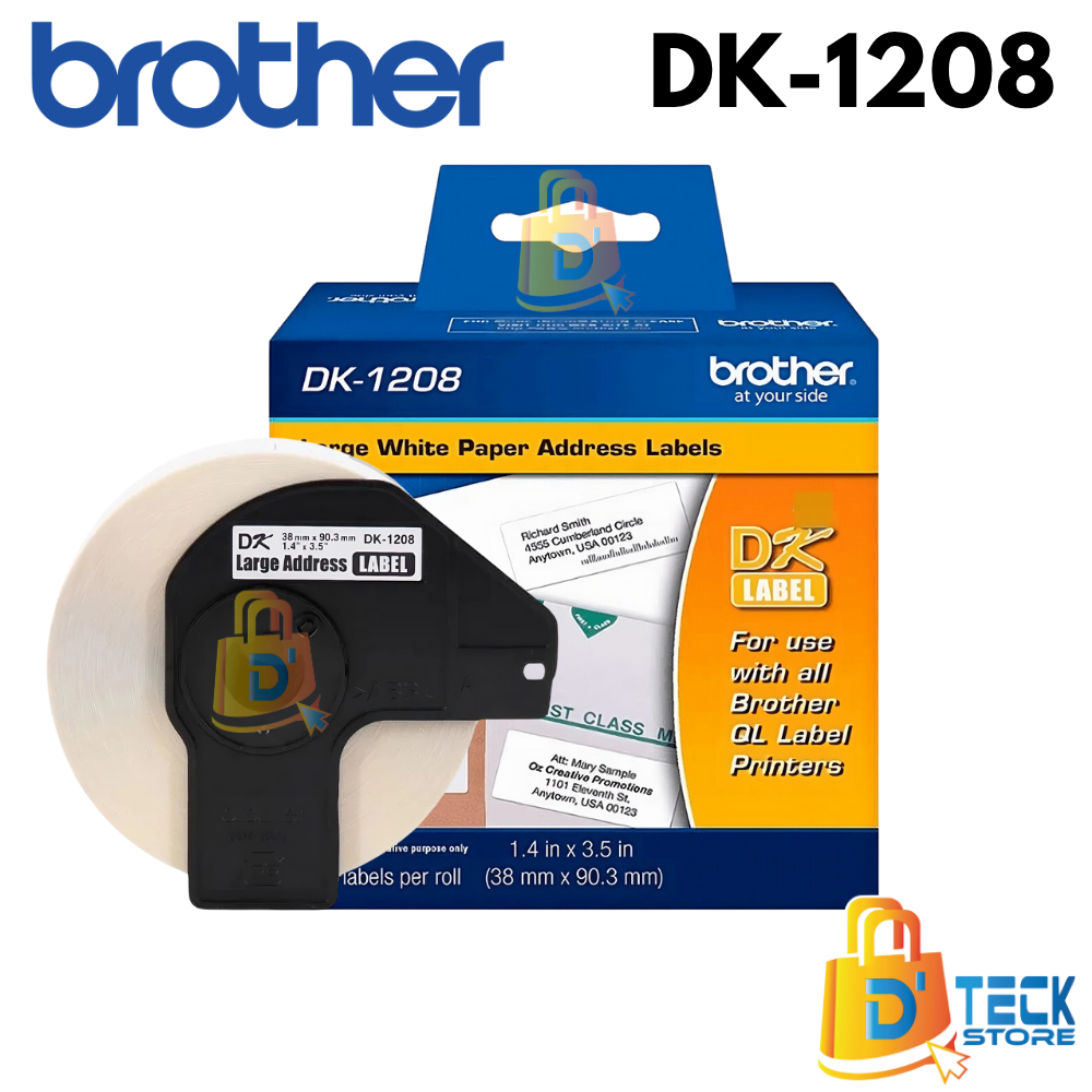 CINTA DK-1208 BROTHER (38MM X 90MM) , 400 ETIQUETAS