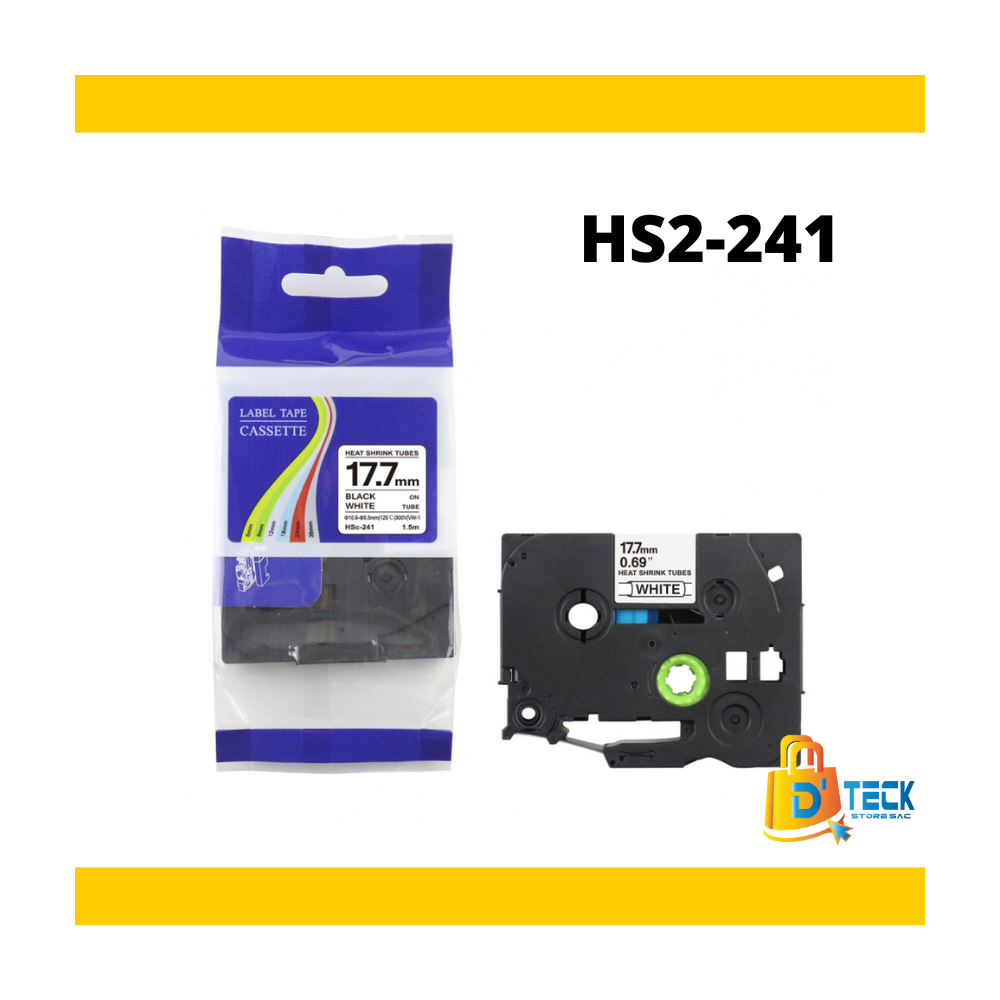 HS2-241 |CINTA COMPATIBLE TERMOCONTRAIBLE DTECK COLOR HSE-241 (17.7MM X 1.5MTS) BLANCO/NEGRO