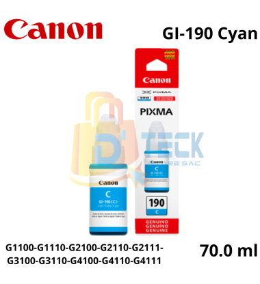 Tinta Canon GI-190 Cyan...