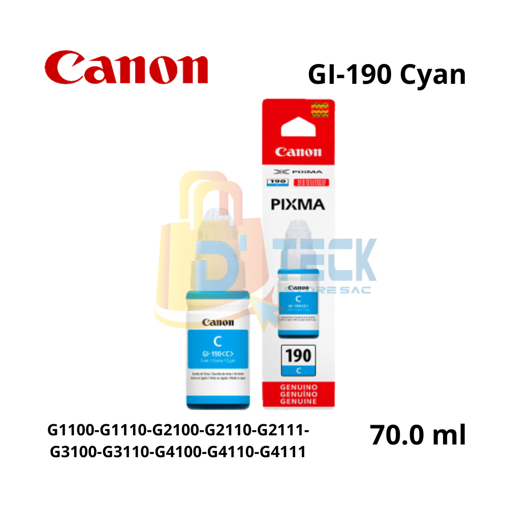 Tinta Canon GI-190 Cyan Botella 70ML