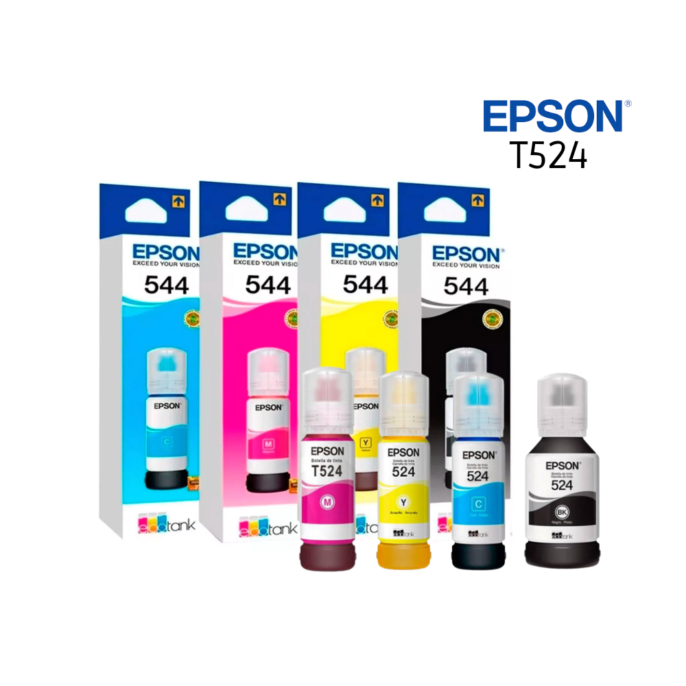 Kit De 4 Tintas Epson 524, Cian, Magenta, Yellow, Black - Dteck Store