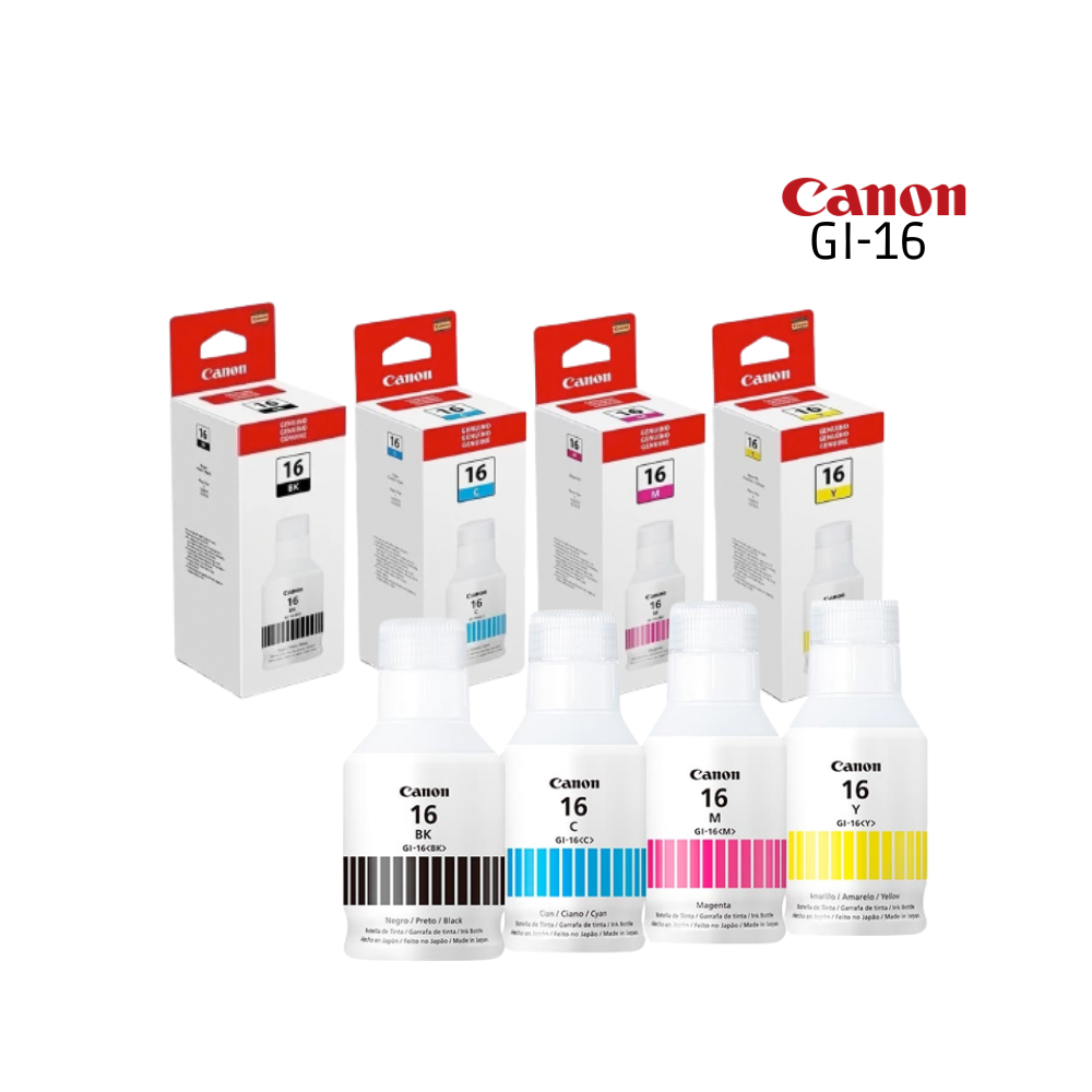 JUEGO DE BOTELLAS DE TINTAS CANON GI-16 C,M,Y,BK