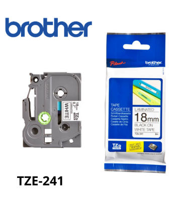 TZE-241|CINTA BROTHER  TZE-241 (18MM X 8MTS) BLANCO/NEGRO