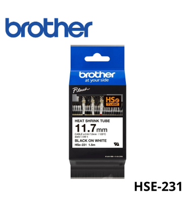 HSE-231 | CINTA BROTHER TERMOCONTRAIBLE HSE-231 (11.8MM X 1.5MTS) BLANCO/NEGRO