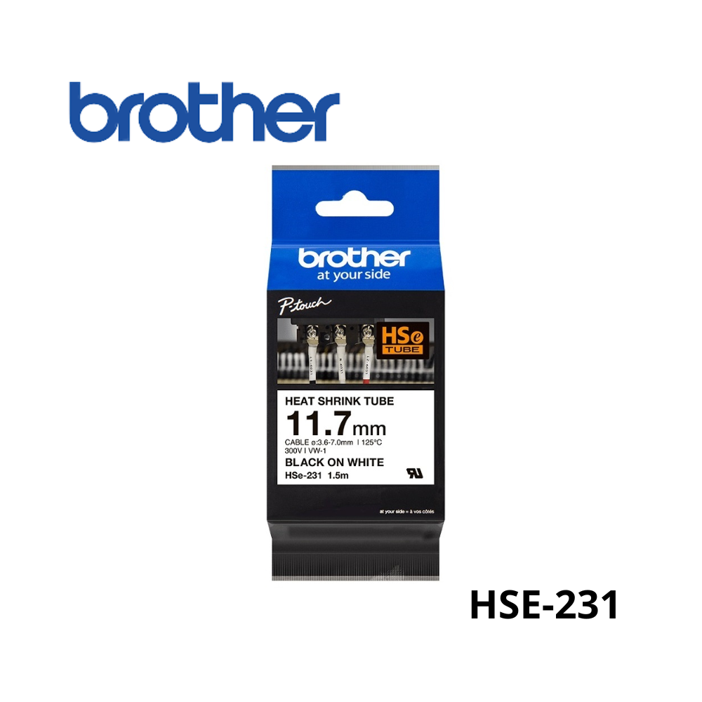 HSE-231 | CINTA BROTHER TERMOCONTRAIBLE HSE-231 (11.8MM X 1.5MTS) BLANCO/NEGRO