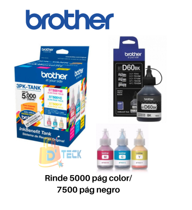 PACK TINTA BROTHER BT5001 3PK + BTD60BK