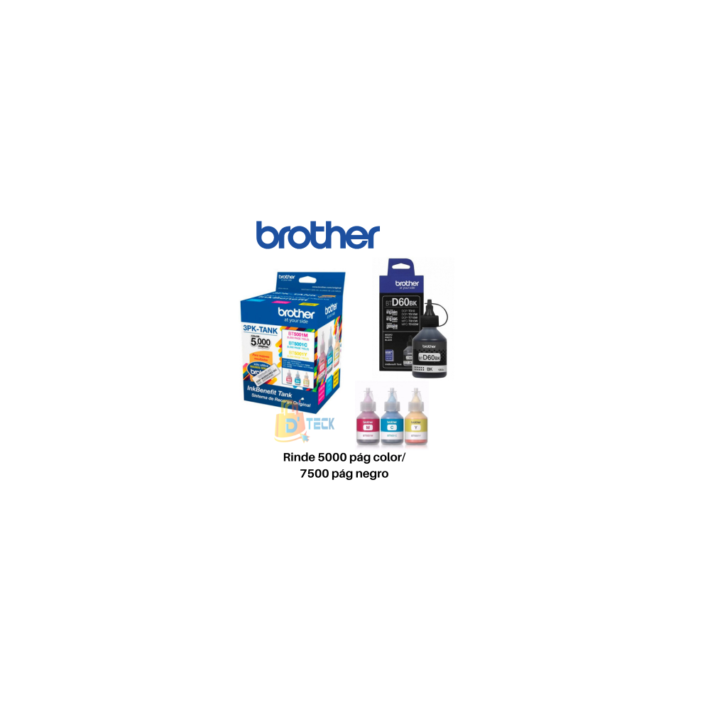 TINTA BROTHER PACK BT5001 Y D60