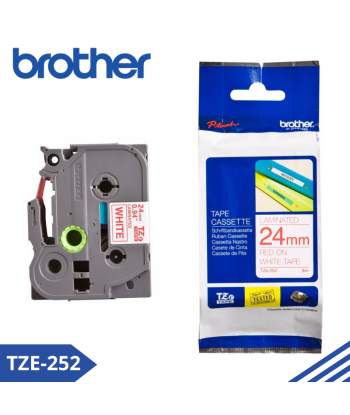 TZE-252|CINTA BROTHER TZE-252 (24MM X 8MTS) ROJO/BLANCO