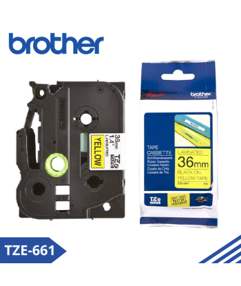 TZE-661|CINTA BROTHER TZE-661 (36MM X 8MTS) NEGRO/AMARILLO