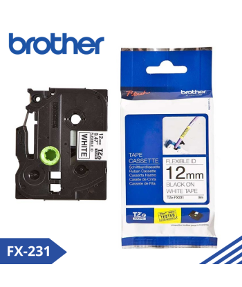 FX-231|CINTA BROTHER FX-231 (12MM X 8MTS) NEGRO/BLANCO