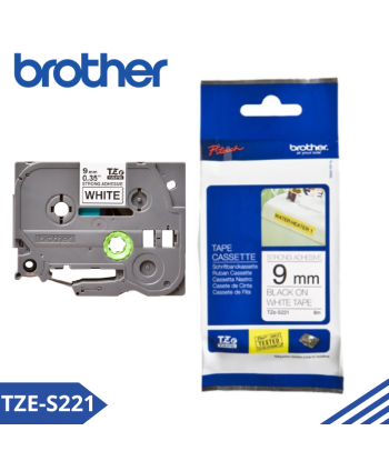 TZE-S221|CINTA BROTHER TZE-S221 (9MM X 3MTS) NEGRO/BLANCO