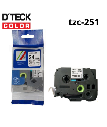 TZC-251|CINTA COMPATIBLE DTECK COLOR TZE-251 (24MM X 8MTS) BLANCO/NEGRO